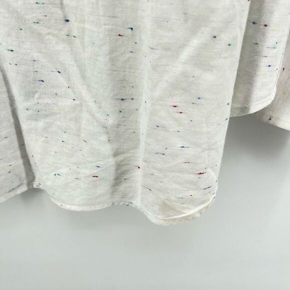 Thomas Dean Mens Button Up Shirt Multicolor Speckled Long Sleeve White Large - Picture 3 of 13